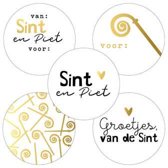 jazz Land van staatsburgerschap temperatuur Sinterklaas Etiketten 5 designs assorti - Set van 10 Stickers